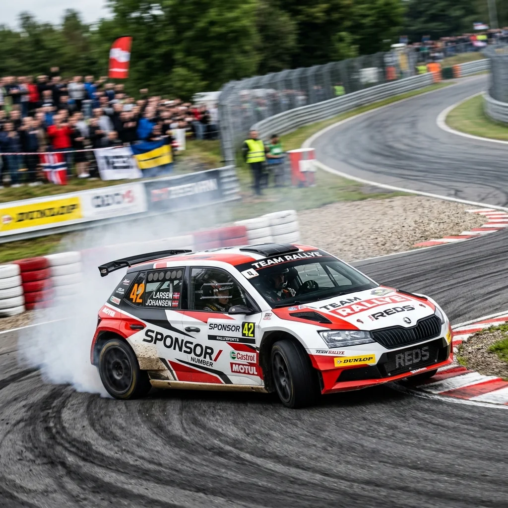 Voiture de rallye en action sur circuit