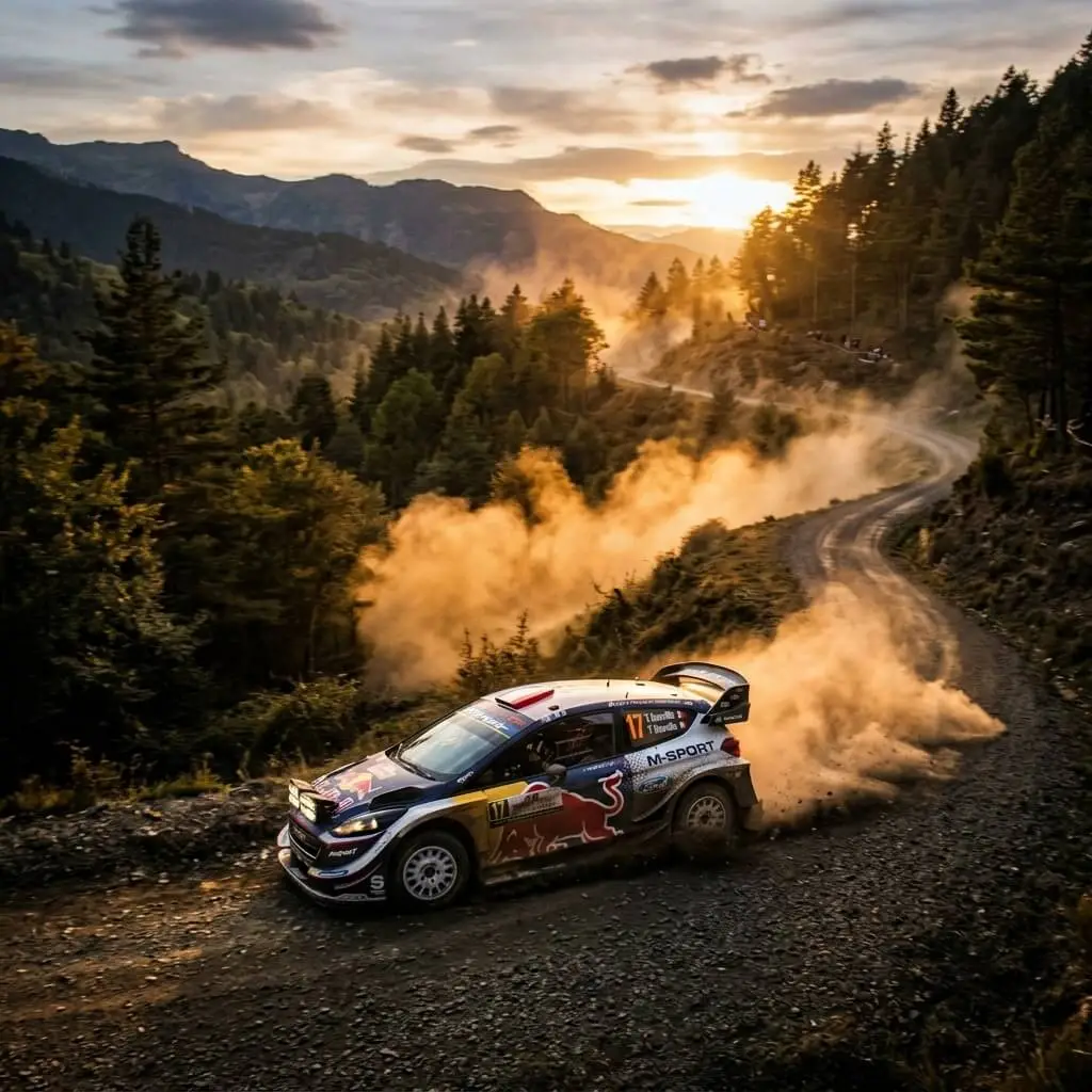 Voiture de rallye en action